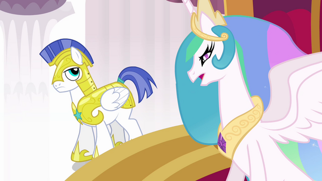 Fichier:Celestia envoie un garde chercher Cadance et Shining Armor (S03E01).png