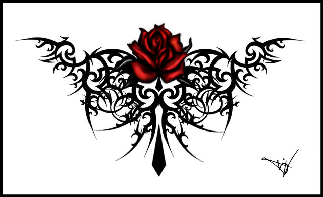 File:Gothic Maroon Rose Tattoo by Quicksilverfury.jpg