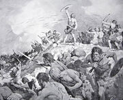 The-Battle-Of-Mons-Badonicus,-C.500-Ad,-Illustration-From-The-History-Of-The-Nation