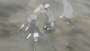 Kakashi, Shino y Sai encuentran a Yukimaru