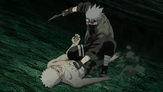 Kakashi pins Obito