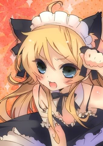 File:Ishikayu--blonde--fang--kousaka-kirino--maid--kemonomimi--nekomimi--ore-no-imouto-ga-konna-ni-kawaii-wake-ga-nai--blue-eyes--long-hair--cat-pose.jpg