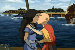Aang und Katara küssen