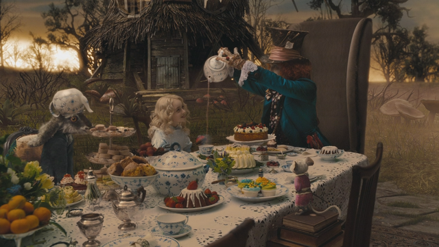 Fichier:Alice au Pays des Merveilles 2010 film souvenir premier voyage enfant rencontre Lièvre de Mars Loir Chapelier Fou heure du thé.png