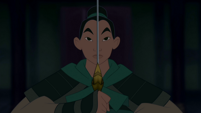 Fichier:Mulan (Disney) 1998 armure épée face visage décision transformation.png