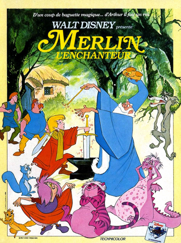 Fichier:Merlin l'Enchanteur The Sword in the Stone Disney 1963 affiche poster.png