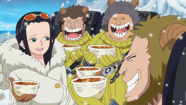 File:Robin, Mocha, and Chopper Celebrating at Punk Hazard Party.png
