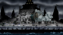 Marineford devastata da Shiki