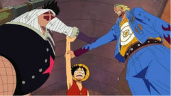 Luffy, Paulie and Zambai team up together.png
