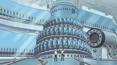 Yonji le enseña a Sanji la fábrica de clones.png