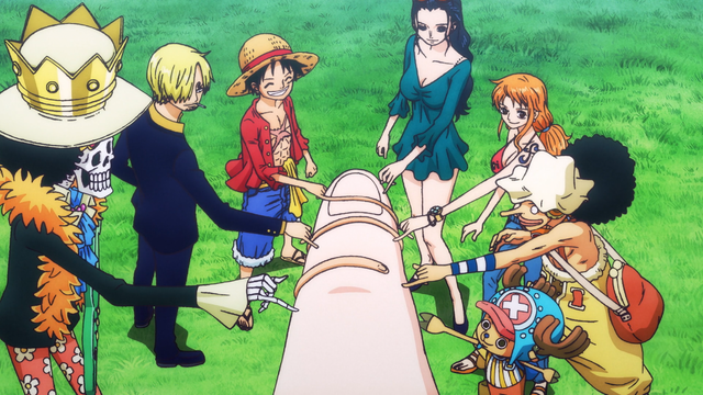 File:Straw Hat Crew Pinky Swears with Shirahoshi.png
