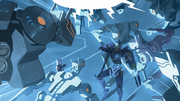 Pharah and agents Helix fight together.png