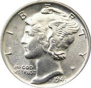 Mercury dime obverse