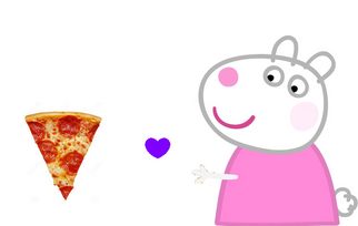Suzy eats some pizza