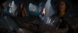 Percy Jackson La Mer des Monstres film Tyson sacrifice chute Percy choqué.png