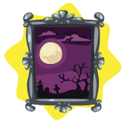 Halloween graveyard painting