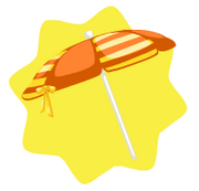 Orange striped beach umbrella