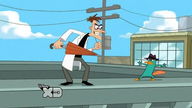 File:Doofenshmirtz about to attack Perry with an umbrella.jpg
