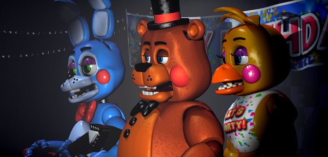 File:3NewAnimatronicsOnStage.png