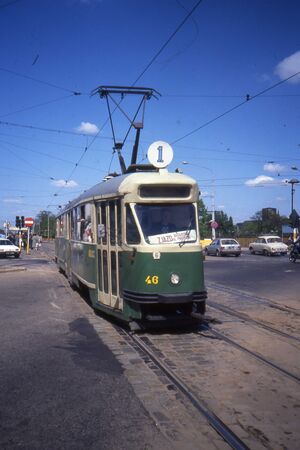 MPK Poznań Tramwaj.Konstal 102Na Tram nr 40, Linia 1, Poznan May 1991 - Flickr - sludgegulper
