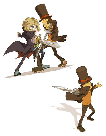 Archivo:Anthony vs Professor Layton by wredwrat.jpg
