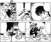 Ranma attacked by Genma - Towering Hair