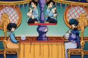 Akane desayunando con Kirin