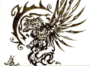 Winged Wolf Tattoo by inuchilds fullmoon