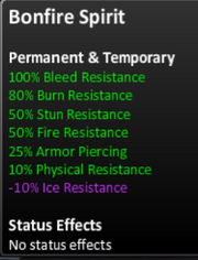 Bonfire spirit stats