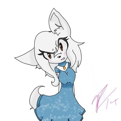 Zinnia Pandora in a dress