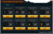 Halloween Reward Shop stock