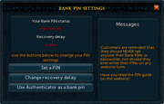 Bank PIN settings
