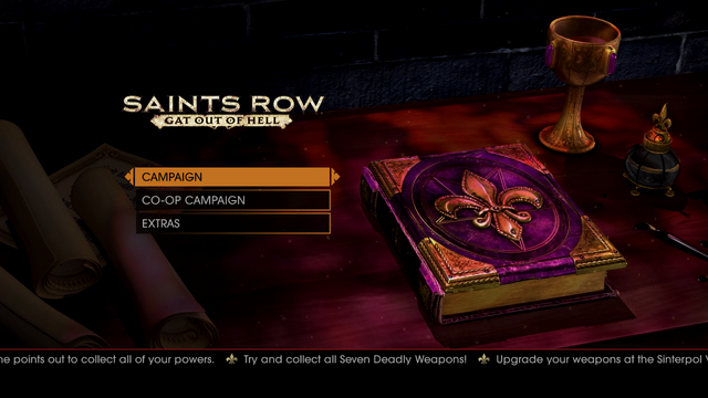 File:Gat out of Hell main menu - Try and collect all Seven Deadly Weapons.png