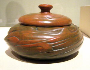 WLA lacma Redlands Pottery Covered Bowl ca 1904-1909