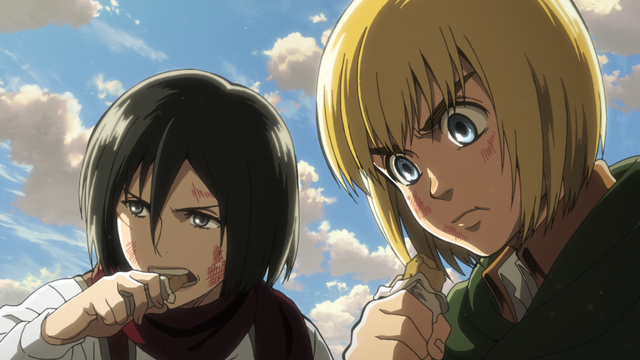 Mikasa et Armin reprenant courage