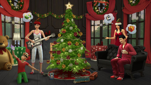 File:TS4 Holiday screenshot - around the Xmas tree.jpg