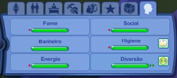O painel de necessidades em The Sims 3.