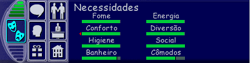 O painel de necessidades em The Sims.