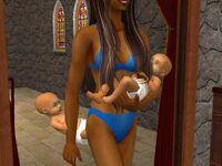 Mulher carregando recém-nascido (The Sims 2).jpg