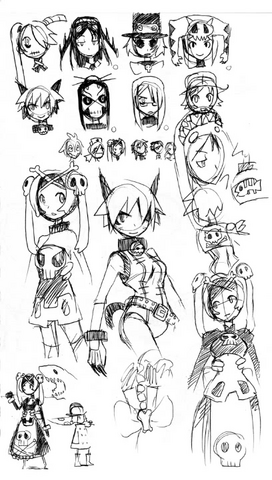Archivo:Skullgirls Diseño alternativo del Elenco Principal y Marie.png