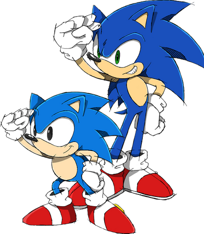 File:Sonic and Classic Sonic.png