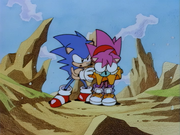 Amy saved by Sonic from Little Planet