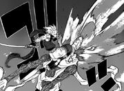 Black Star landing a blow on Asura