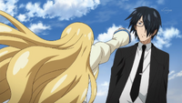 Akane dodges Anya's attack
