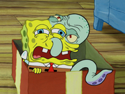 SquidBob character in school