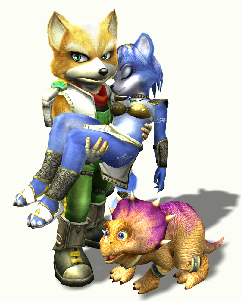 Fox, Krystal et Tricky dans StarFox Adventures Fox, Krystal et Tricky dans StarFox Adventures