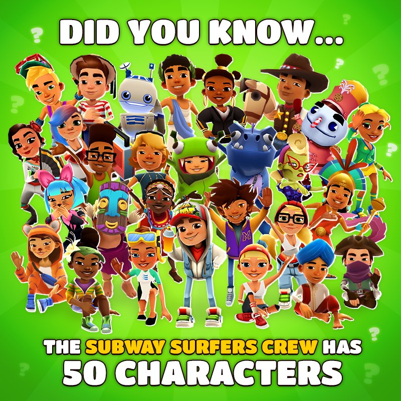 Image 50 characters on Subway Surfers.jpg Subway Surfers Wiki