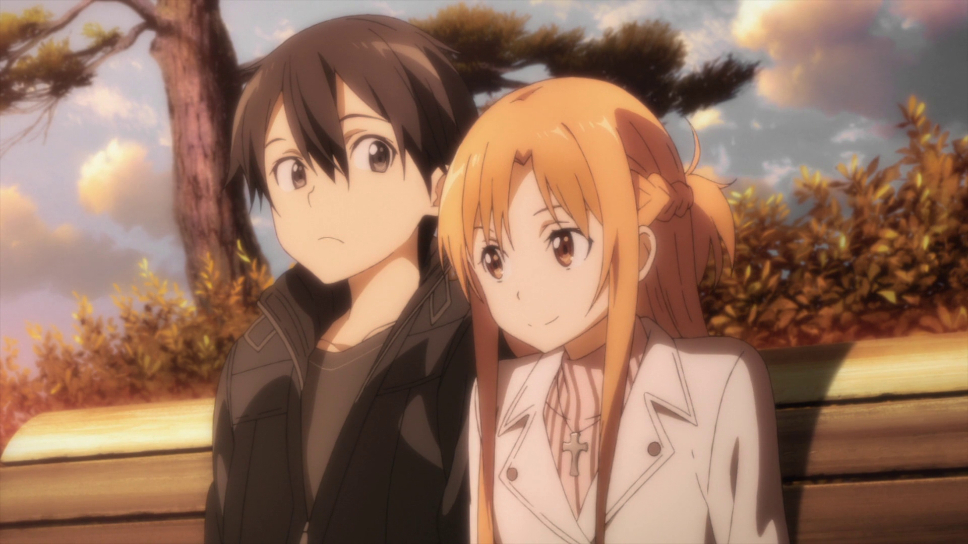 Image - Kazuto and Asuna on a bench.png | Sword Art Online Wiki
