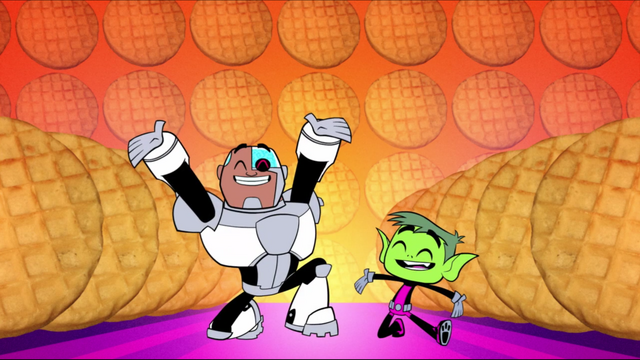 File:Cyborg and Beast Boy love waffles.png