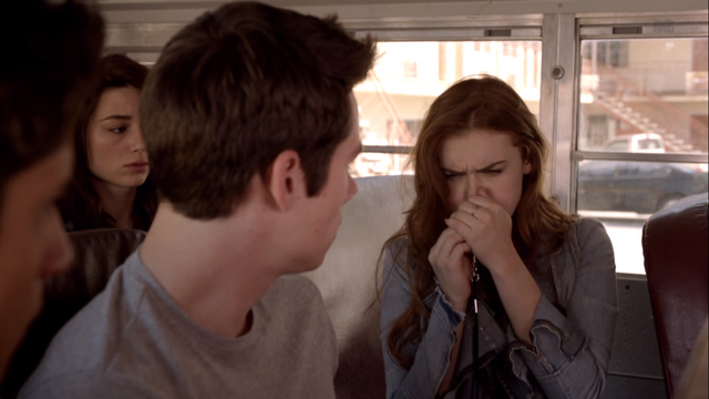 File:Teen Wolf Season 3 Episode 6 Motel California Holland Roden Dylan O'Brien Tyler Posey Crystal Reed Lydia blows whistle.png